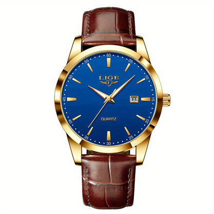 LIGE Fashion New Quartz Watch Multi Functional Glow Watch Single Calendar Three Needle Simple Band Watch men&women's Business Watch, Suitable for Women&women