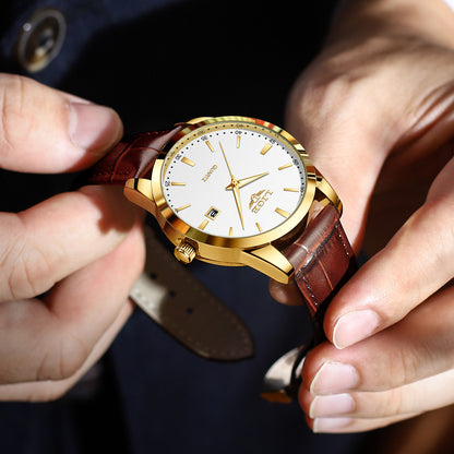 LIGE Fashion New Quartz Watch Multi Functional Glow Watch Single Calendar Three Needle Simple Band Watch men&women's Business Watch, Suitable for Women&women
