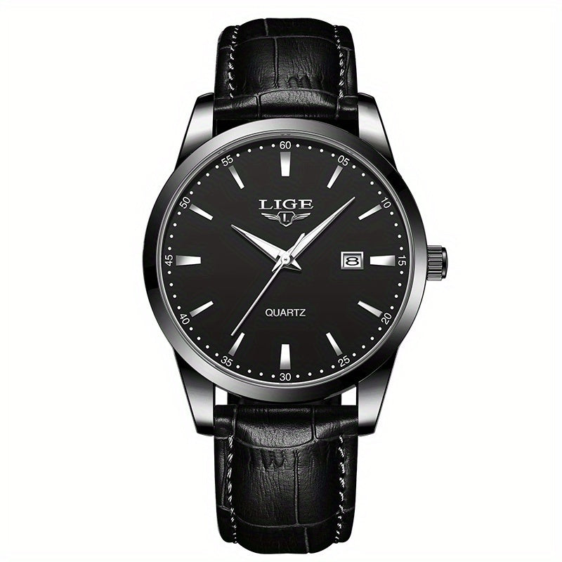 LIGE Fashion New Quartz Watch Multi Functional Glow Watch Single Calendar Three Needle Simple Band Watch men&women's Business Watch, Suitable for Women&women