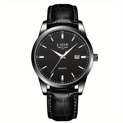 LIGE Fashion New Quartz Watch Multi Functional Glow Watch Single Calendar Three Needle Simple Band Watch men&women's Business Watch, Suitable for Women&women