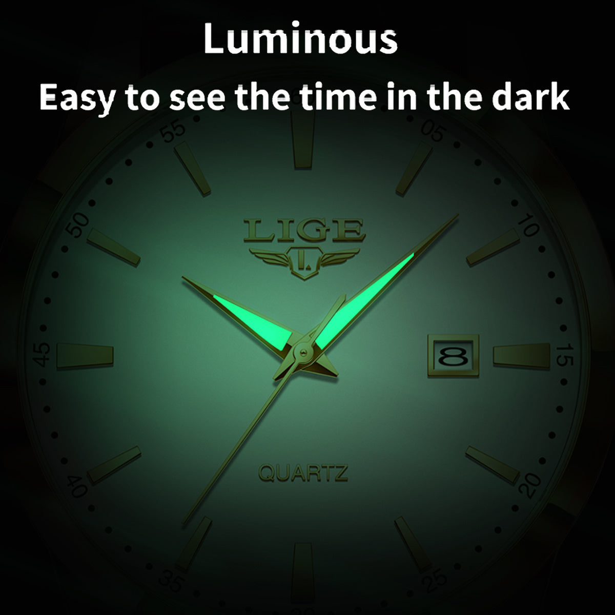 LIGE Fashion New Quartz Watch Multi Functional Glow Watch Single Calendar Three Needle Simple Band Watch men&women's Business Watch, Suitable for Women&women