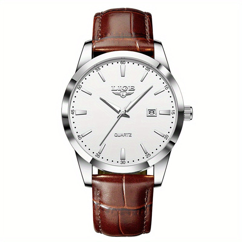 LIGE Fashion New Quartz Watch Multi Functional Glow Watch Single Calendar Three Needle Simple Band Watch men&women's Business Watch, Suitable for Women&women