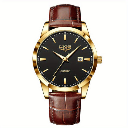 LIGE Fashion New Quartz Watch Multi Functional Glow Watch Single Calendar Three Needle Simple Band Watch men&women's Business Watch, Suitable for Women&women
