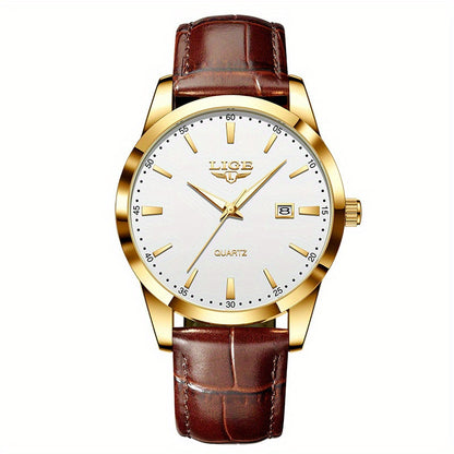 LIGE Fashion New Quartz Watch Multi Functional Glow Watch Single Calendar Three Needle Simple Band Watch men&women's Business Watch, Suitable for Women&women