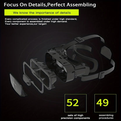 1pc Virtual Reality VR Glasses, Binoculars, Adjustable 3D Mobile VR - Comfortable Nose Rest and Strap, Mobile Lens with Controller, Perfect for Movies and TV