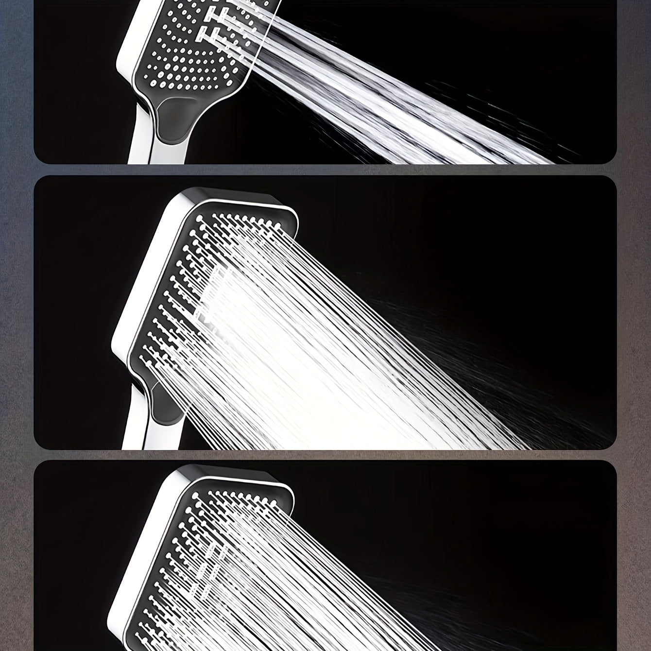 1pc High-Pressure Adjustable Handheld Shower Head, ABS Material, Water-Saving, Unscented Bath Accessory with Square Button Control