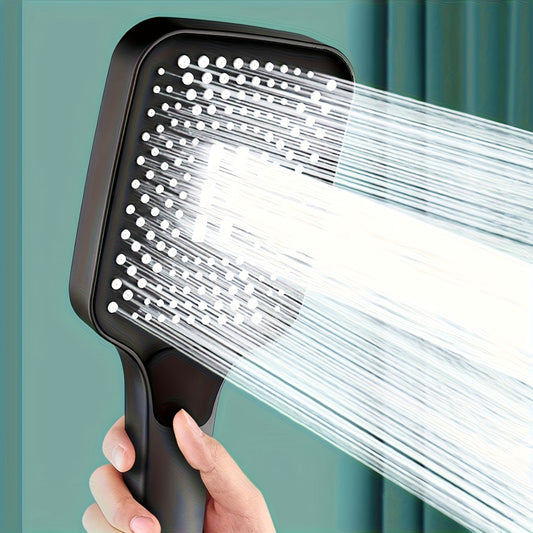 1pc High-Pressure Adjustable Handheld Shower Head, ABS Material, Water-Saving, Unscented Bath Accessory with Square Button Control