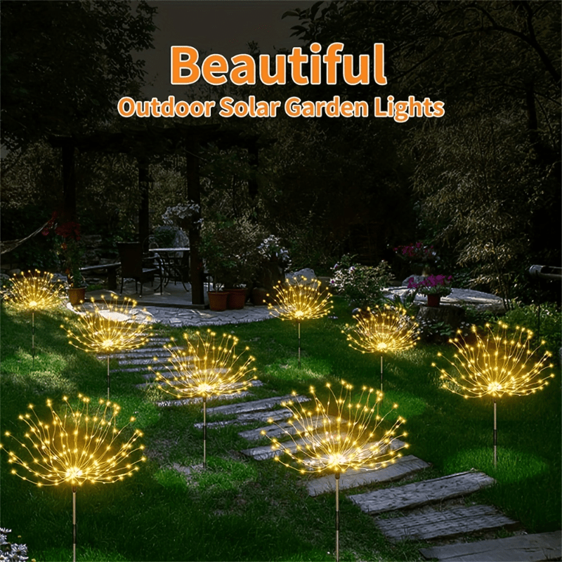 FACHOI Solar Garden Lights, 420LED Firework Design, 8 Lighting Modes,, Intelligent Sensor Switch, Outdoor Decor for Patio, Walkway, Pathway, Party, Wedding - 360/200/60 LED Options, Solar Powered Lighting, Outdoor Lighting |