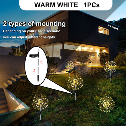 FACHOI Solar Garden Lights, 420LED Firework Design, 8 Lighting Modes,, Intelligent Sensor Switch, Outdoor Decor for Patio, Walkway, Pathway, Party, Wedding - 360/200/60 LED Options, Solar Powered Lighting, Outdoor Lighting |