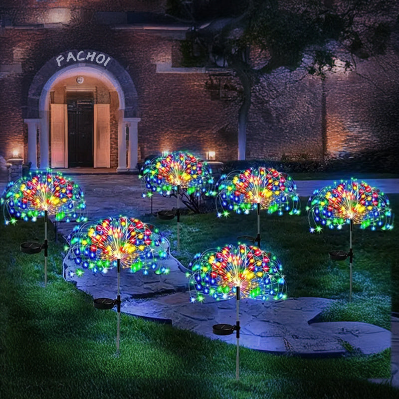 FACHOI Solar Garden Lights, 420LED Firework Design, 8 Lighting Modes,, Intelligent Sensor Switch, Outdoor Decor for Patio, Walkway, Pathway, Party, Wedding - 360/200/60 LED Options, Solar Powered Lighting, Outdoor Lighting |