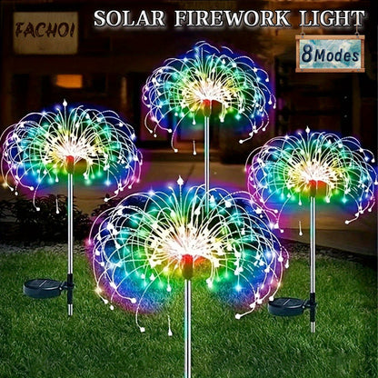 FACHOI Solar Garden Lights, 420LED Firework Design, 8 Lighting Modes,, Intelligent Sensor Switch, Outdoor Decor for Patio, Walkway, Pathway, Party, Wedding - 360/200/60 LED Options, Solar Powered Lighting, Outdoor Lighting |