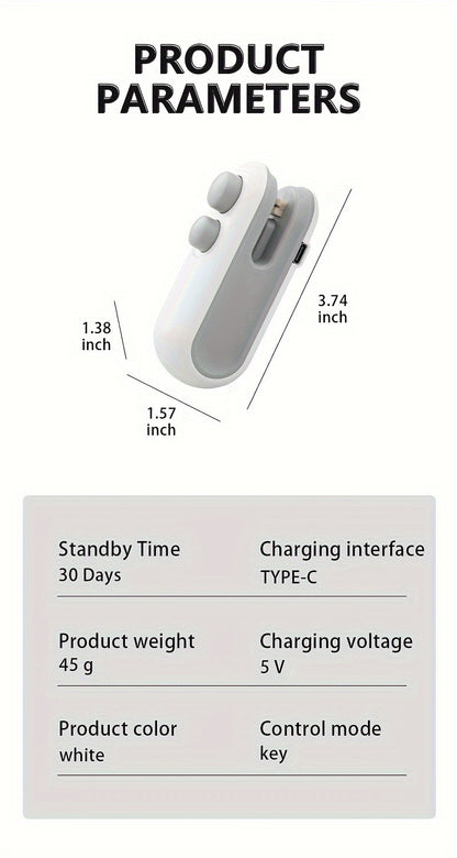 USB Rechargeable 2-in-1 Mini Heat Sealer & Snack Bag Machine