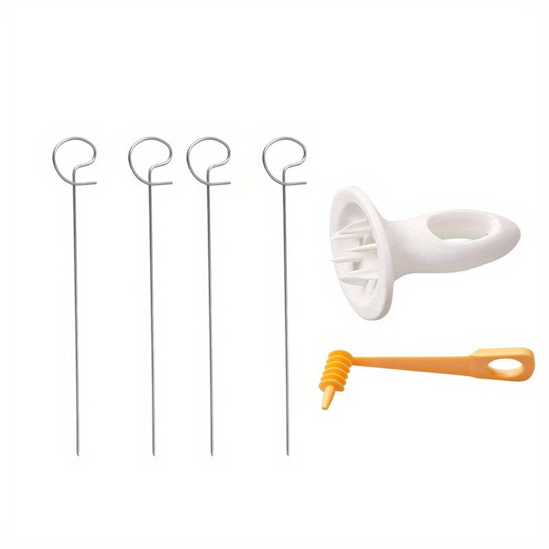 6-Piece Set Multifunctional Spiral Potato Slicer, Stainless Steel Manual Tornado Twister Vegetable Cutter for BBQ, Camping Kitchen Tools, No Flint or Magnesium Rod Included