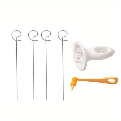 6-Piece Set Multifunctional Spiral Potato Slicer, Stainless Steel Manual Tornado Twister Vegetable Cutter for BBQ, Camping Kitchen Tools, No Flint or Magnesium Rod Included