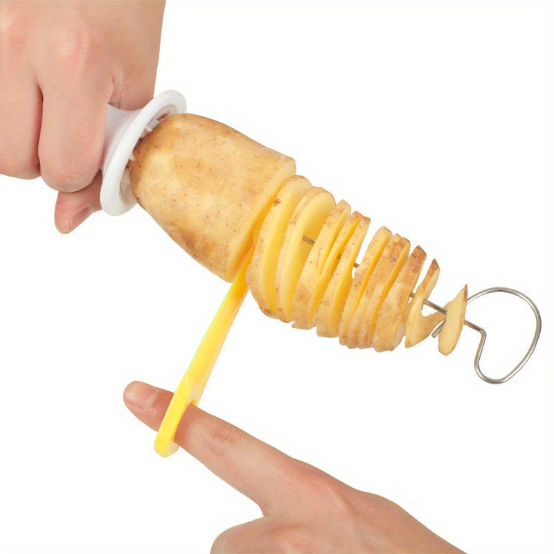 6-Piece Set Multifunctional Spiral Potato Slicer, Stainless Steel Manual Tornado Twister Vegetable Cutter for BBQ, Camping Kitchen Tools, No Flint or Magnesium Rod Included