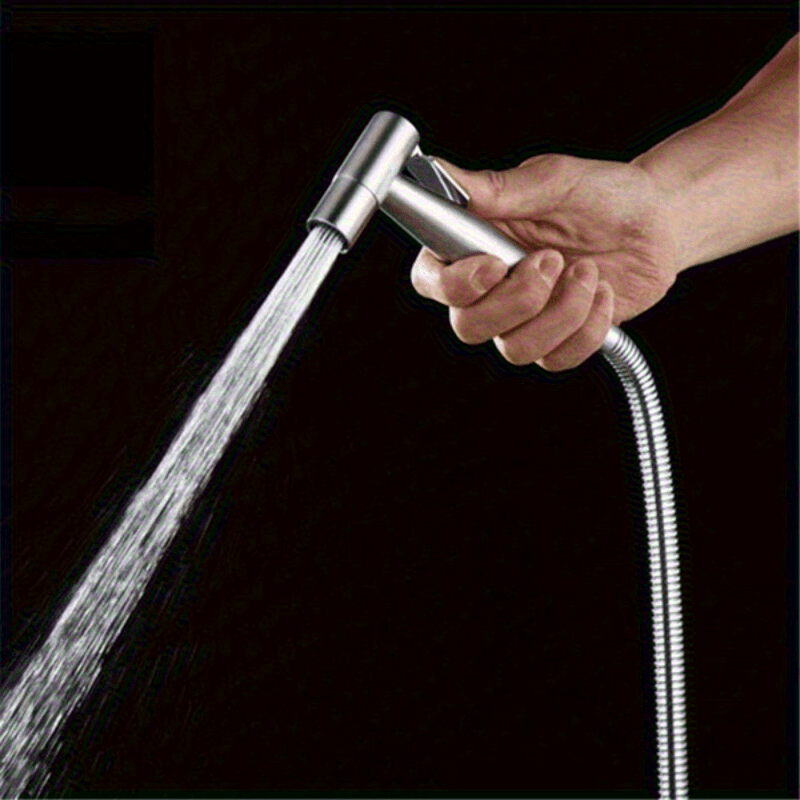 1pc High-Pressure Stainless Steel Handheld Shower Head, Wall-Mounted, Brushed Finish, Adjustable Spray Nozzle for Bathroom & Toilet Upgrade, Durable & Sleek Design