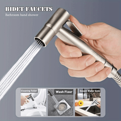 1pc High-Pressure Stainless Steel Handheld Shower Head, Wall-Mounted, Brushed Finish, Adjustable Spray Nozzle for Bathroom & Toilet Upgrade, Durable & Sleek Design