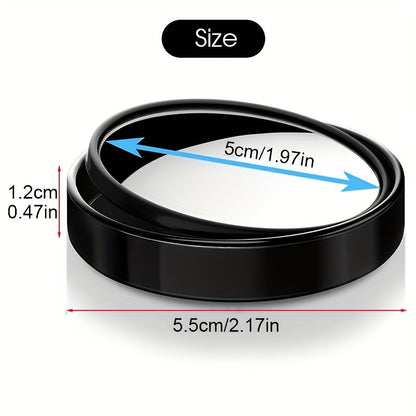 YASEENLIN High-Definition 2ps Small Round Glass Car Rearview Mirror - 360 Degree Rotation Adjustable Blind Spot Mirror for Car Reversing Assistance, ABS Material, Flat Lens, Vehicle Safety Mirror|Sleek Black Finish|Durable AB