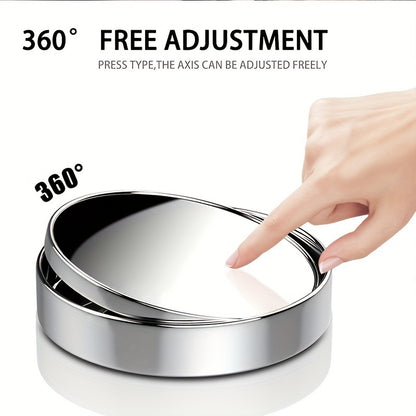 YASEENLIN High-Definition 2ps Small Round Glass Car Rearview Mirror - 360 Degree Rotation Adjustable Blind Spot Mirror for Car Reversing Assistance, ABS Material, Flat Lens, Vehicle Safety Mirror|Sleek Black Finish|Durable AB