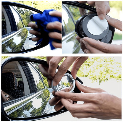 YASEENLIN High-Definition 2ps Small Round Glass Car Rearview Mirror - 360 Degree Rotation Adjustable Blind Spot Mirror for Car Reversing Assistance, ABS Material, Flat Lens, Vehicle Safety Mirror|Sleek Black Finish|Durable AB