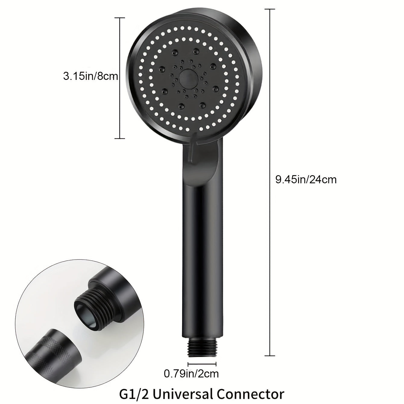 1pc Adjustable Shower Head with 5 Spray Modes (Rain, Massage, Spray), High-Pressure Durable Plastic Hanging Showerhead, 7.62 cm Oval Bathroom Shower Accessory for Modern Bathrooms, Shower Accessories, Sleek Design, Multimode