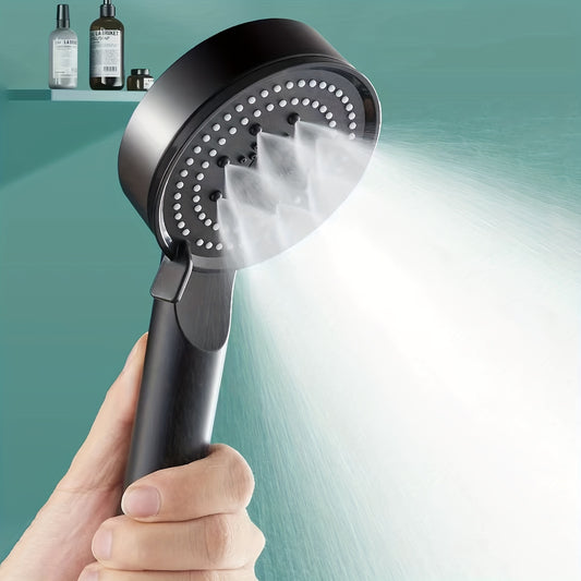1pc Adjustable Shower Head with 5 Spray Modes (Rain, Massage, Spray), High-Pressure Durable Plastic Hanging Showerhead, 7.62 cm Oval Bathroom Shower Accessory for Modern Bathrooms, Shower Accessories, Sleek Design, Multimode