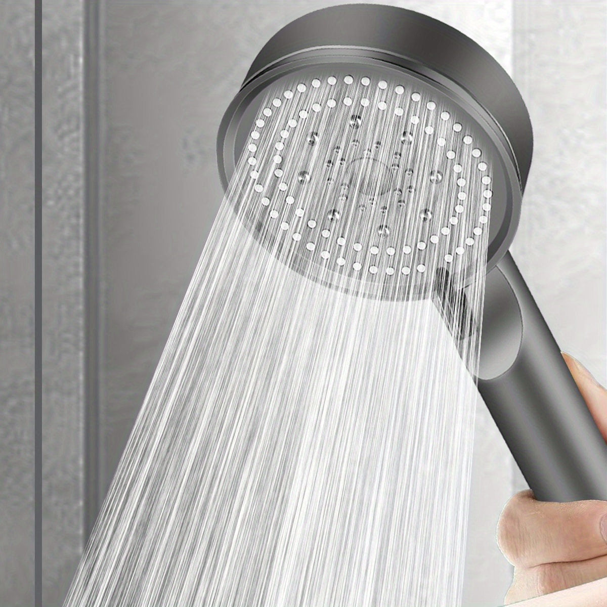 1pc Adjustable Shower Head with 5 Spray Modes (Rain, Massage, Spray), High-Pressure Durable Plastic Hanging Showerhead, 7.62 cm Oval Bathroom Shower Accessory for Modern Bathrooms, Shower Accessories, Sleek Design, Multimode