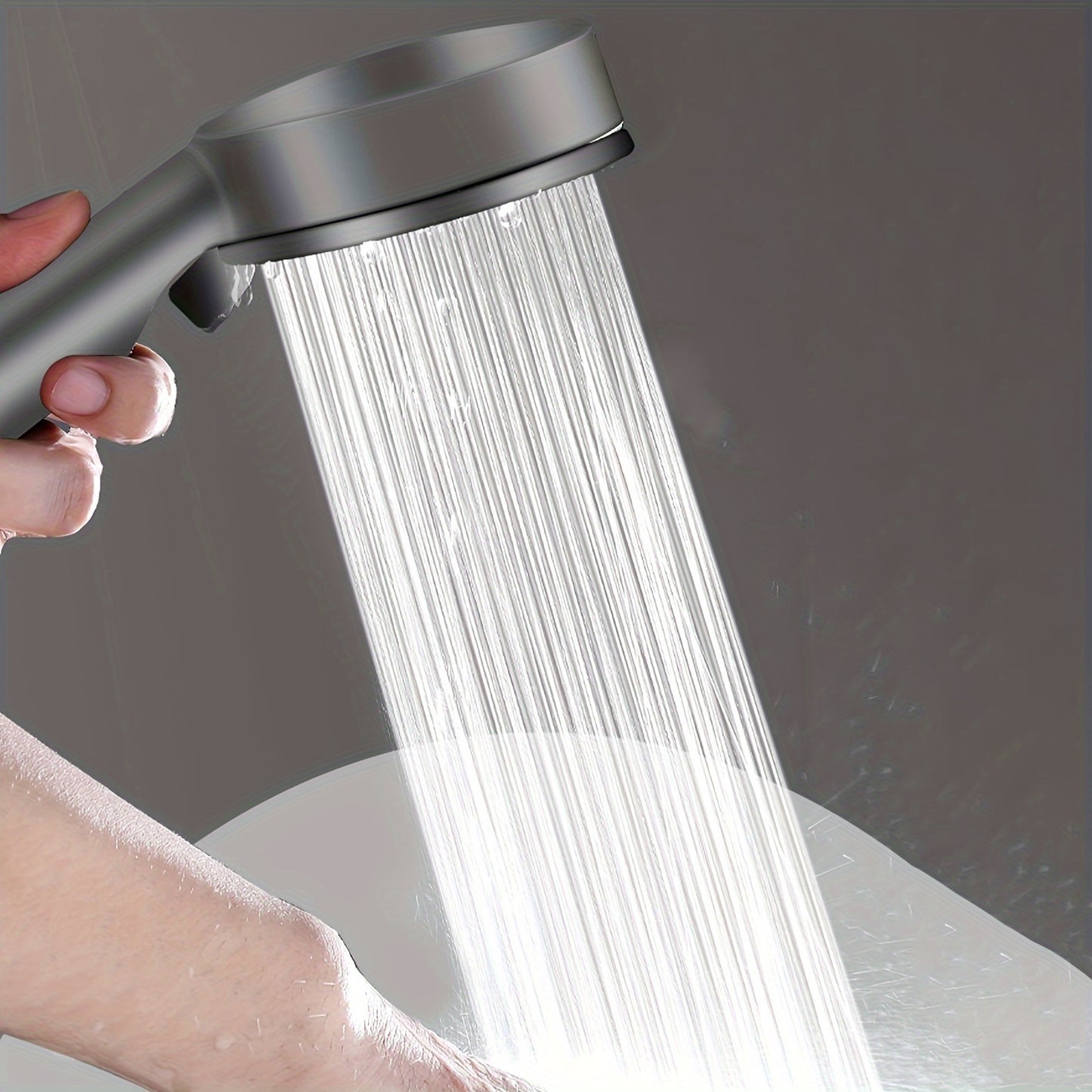 1pc Adjustable Shower Head with 5 Spray Modes (Rain, Massage, Spray), High-Pressure Durable Plastic Hanging Showerhead, 7.62 cm Oval Bathroom Shower Accessory for Modern Bathrooms, Shower Accessories, Sleek Design, Multimode