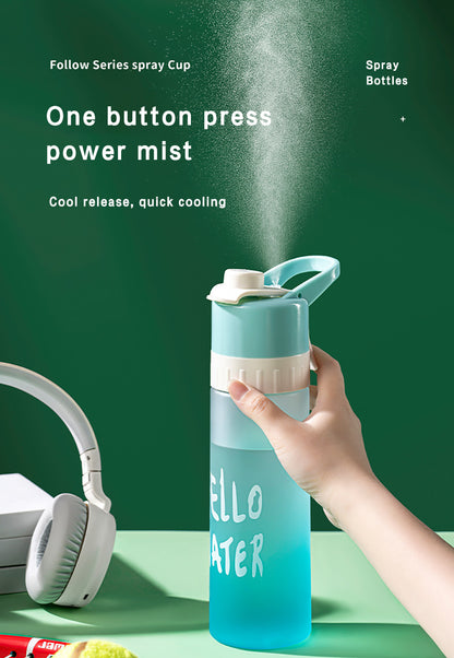 Large Capacity Spray Fog Water Bottle for Male and Female Sports, Food Grade, Students' Cooling Portable Canteen Spray Cup