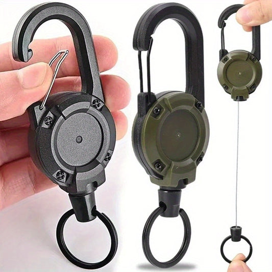 1pc Retractable Keychain - Large, Durable ABS, Ideal for Outdoor Activities & Camping, with Secure Clip-On Design, Camping Accessories