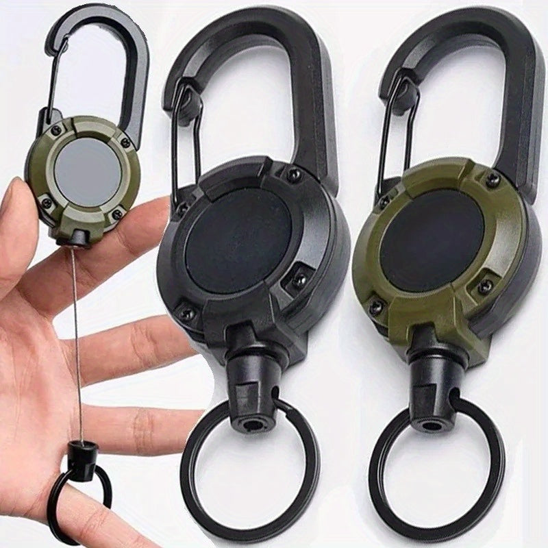 1pc Retractable Keychain - Large, Durable ABS, Ideal for Outdoor Activities & Camping, with Secure Clip-On Design, Camping Accessories