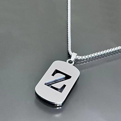 1pc Fashionable And Personalized, Geometric Square Hollow 26 English Letters Pendant Stainless Steel Necklace, Simple And Versatile Accessories for Men And Women.