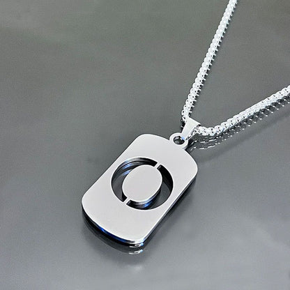 1pc Fashionable And Personalized, Geometric Square Hollow 26 English Letters Pendant Stainless Steel Necklace, Simple And Versatile Accessories for Men And Women.