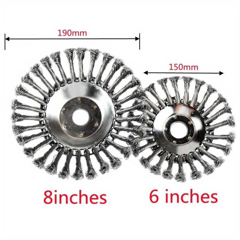 Upgrade 6/8 Inch Metal Weed Brush Cutter Head Lawn Mower Universal Grass Trimmer Head Steel Wire Wheel Brush Garden Trimmer Head