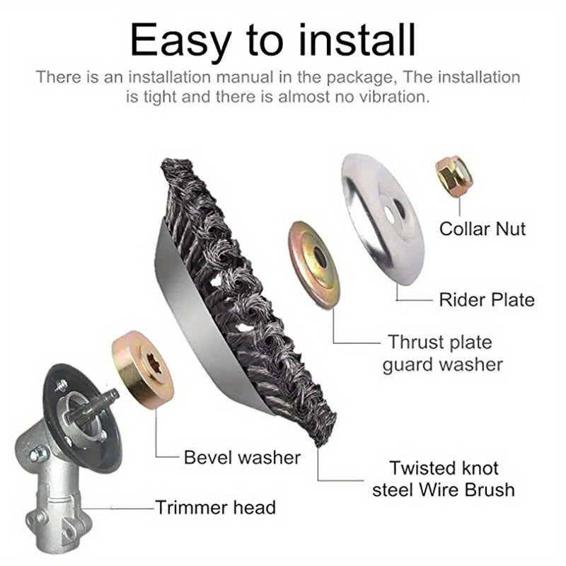 Upgrade 6/8 Inch Metal Weed Brush Cutter Head Lawn Mower Universal Grass Trimmer Head Steel Wire Wheel Brush Garden Trimmer Head