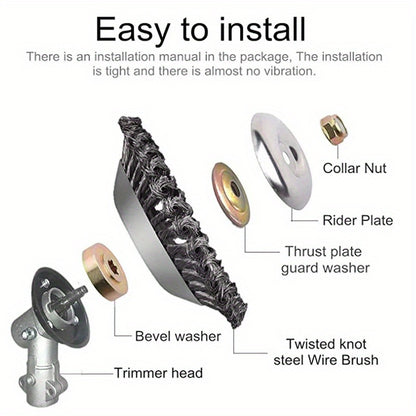 Upgrade 6/8 Inch Metal Weed Brush Cutter Head Lawn Mower Universal Grass Trimmer Head Steel Wire Wheel Brush Garden Trimmer Head