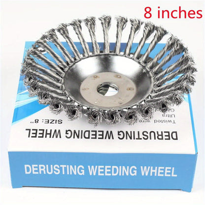 Upgrade 6/8 Inch Metal Weed Brush Cutter Head Lawn Mower Universal Grass Trimmer Head Steel Wire Wheel Brush Garden Trimmer Head
