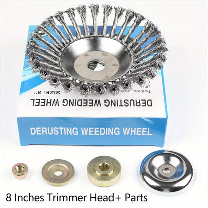 Upgrade 6/8 Inch Metal Weed Brush Cutter Head Lawn Mower Universal Grass Trimmer Head Steel Wire Wheel Brush Garden Trimmer Head