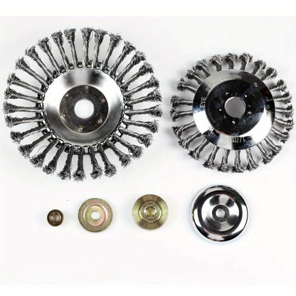 Upgrade 6/8 Inch Metal Weed Brush Cutter Head Lawn Mower Universal Grass Trimmer Head Steel Wire Wheel Brush Garden Trimmer Head