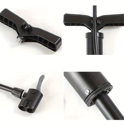 1pc Portable Bike Pump - Multifunctional Ball & Bike Air Pump for Basketball, Football, and Balloons, Manual Operation, Black ABS with Colorful Nozzles, Sports Equipment Pump, Functional Design, Durable Construction