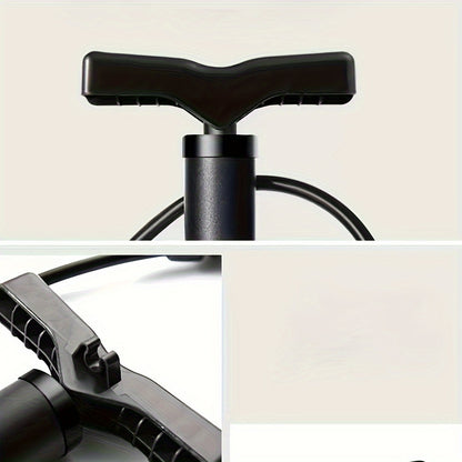 1pc Portable Bike Pump - Multifunctional Ball & Bike Air Pump for Basketball, Football, and Balloons, Manual Operation, Black ABS with Colorful Nozzles, Sports Equipment Pump, Functional Design, Durable Construction