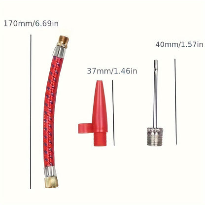 1pc Portable Bike Pump - Multifunctional Ball & Bike Air Pump for Basketball, Football, and Balloons, Manual Operation, Black ABS with Colorful Nozzles, Sports Equipment Pump, Functional Design, Durable Construction