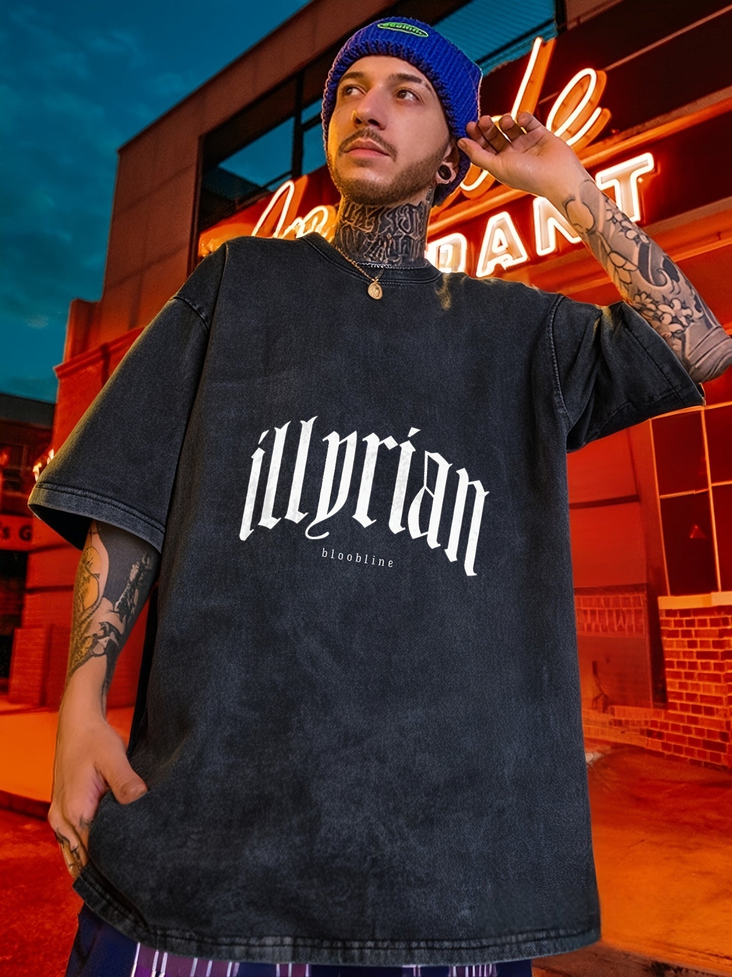 Illyrian Bloodline Gothic Text Men's T-Shirt, High-Quality Washed Print, Durable & Stylish, 6 Sizes Available