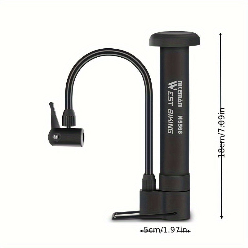 High-Pressure 80 PSI Manual Bike Pump - Durable MTB Air Inflator with Valve Compatibility, Essential Cycling Accessory, Bicycle Pump