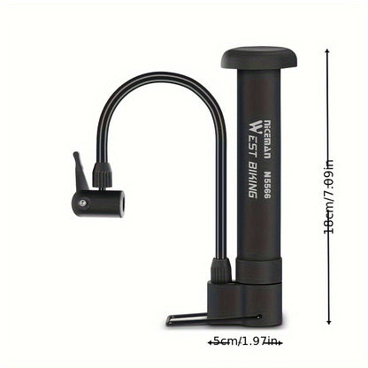 High-Pressure 80 PSI Manual Bike Pump - Durable MTB Air Inflator with Valve Compatibility, Essential Cycling Accessory, Bicycle Pump