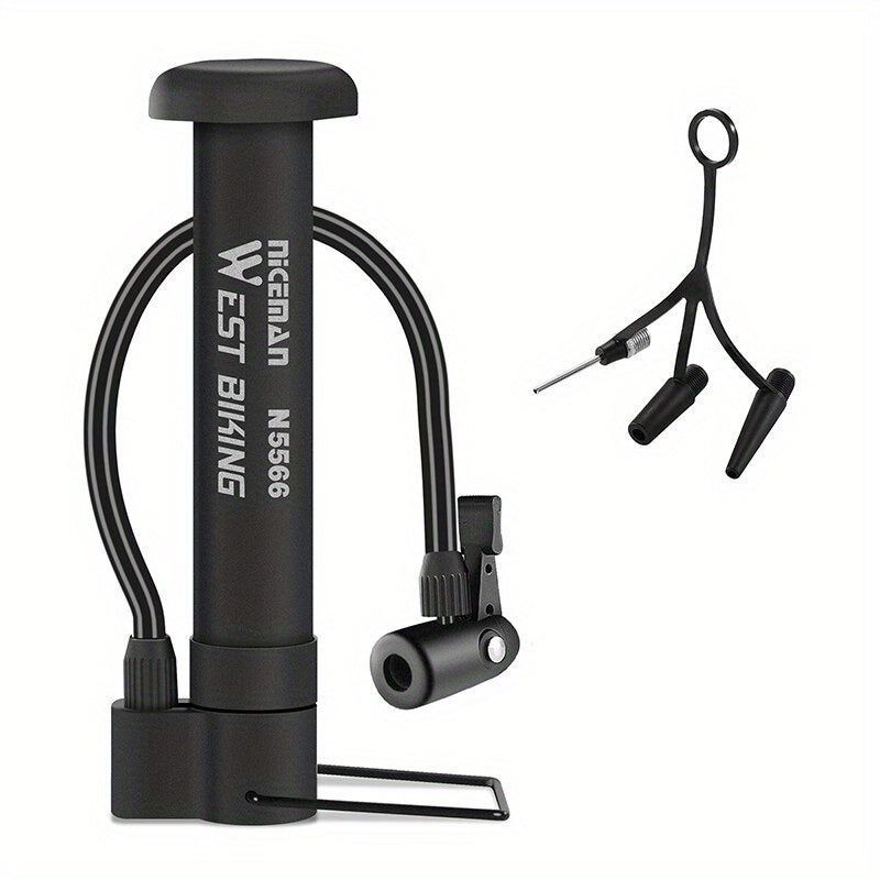 High-Pressure 80 PSI Manual Bike Pump - Durable MTB Air Inflator with Valve Compatibility, Essential Cycling Accessory, Bicycle Pump