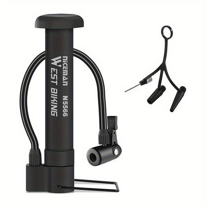 High-Pressure 80 PSI Manual Bike Pump - Durable MTB Air Inflator with Valve Compatibility, Essential Cycling Accessory, Bicycle Pump