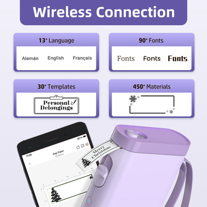 P21 Portable Label Printer, Miniature Thermal Label Printer with High Print Quality, Equipped with a High-Speed Chip and 203 DPI, Easy to Use with a Wide Range of Creative Functions and Templates for Office and Home Organizat