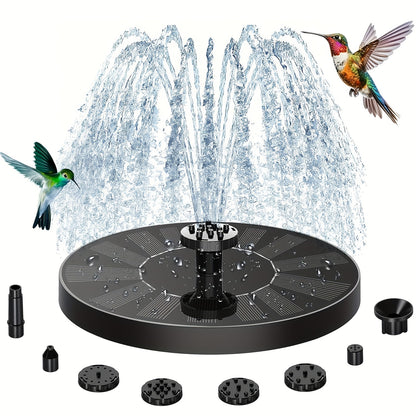 High-quality solar fountain pump with 6 replaceable nozzles - suitable for bird baths, gardens, ponds, fish tanks, aquariums, and outdoor landscape decoration, floating design for easy maintenance, garden gift!