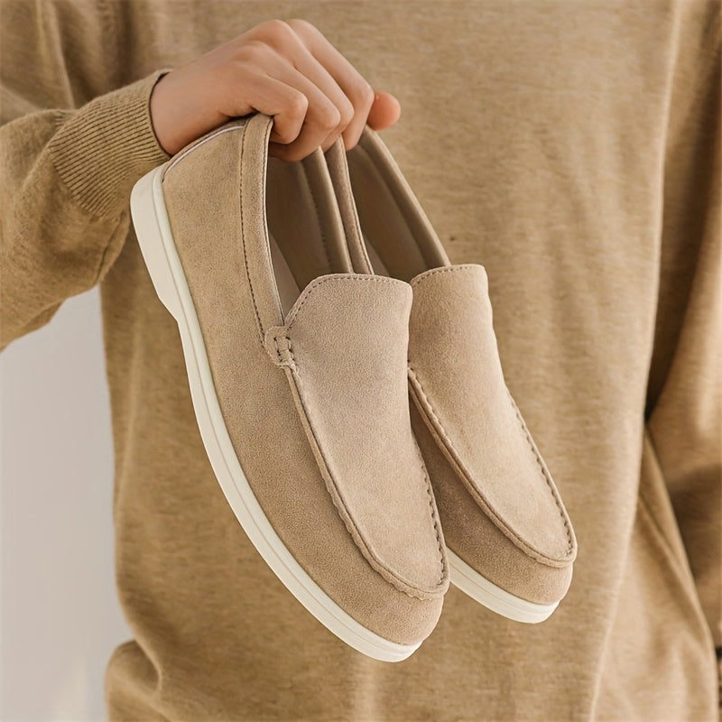 Men'S Slip-On Loafers - Lightweight Summer Shoes, Beige/Brown Formal & Casual Shoes, Easy Slip-On Closure, Synthetic Upper & Sole for Office, Vacation, Everyday - Minimalist British Style Dress Shoes, Office Footwear, Sleek D